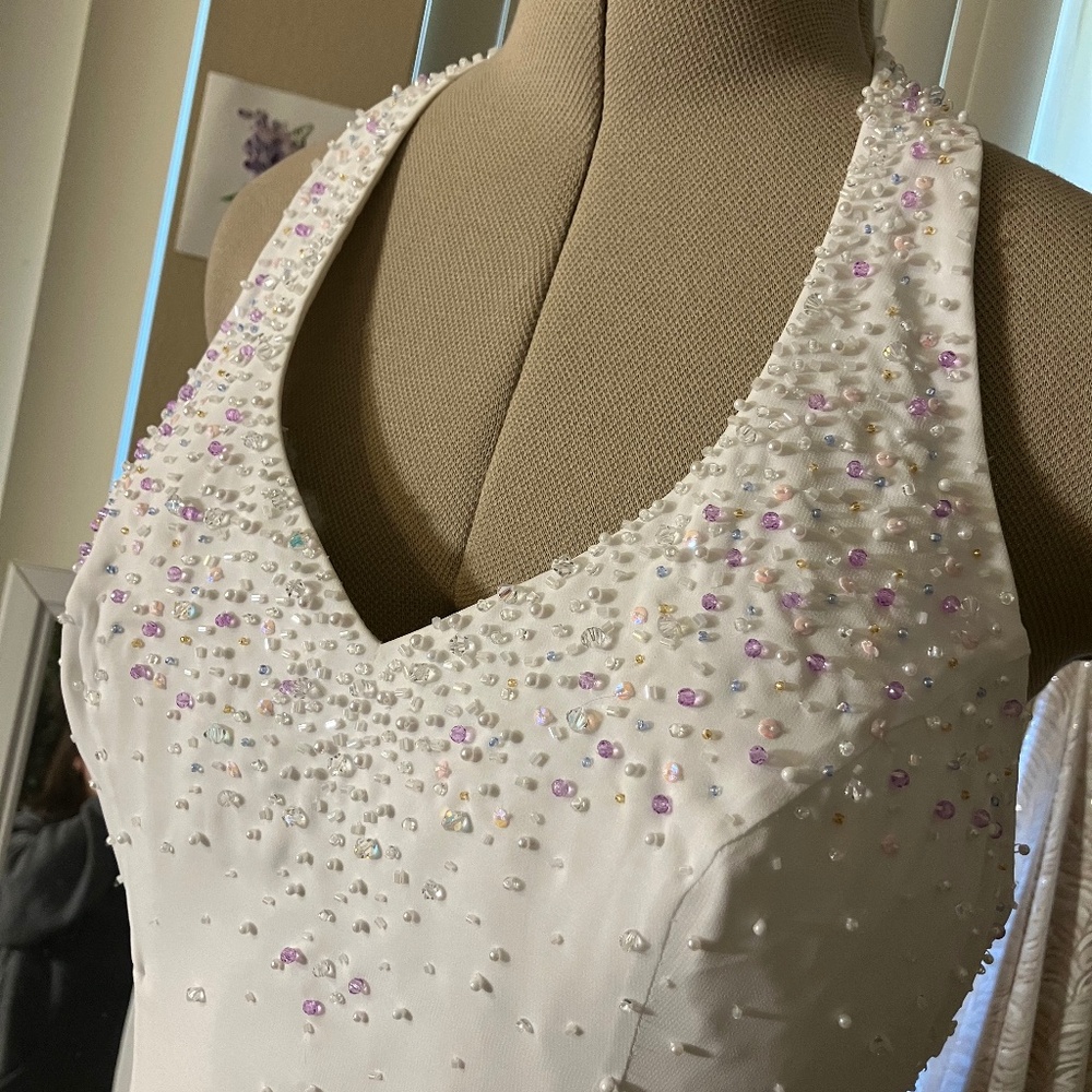 Colorful Hand-Beaded Wedding Gown Size 12